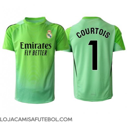 Camisa de Futebol Real Madrid Thibaut Courtois #1 Goleiro Equipamento Secundário 2025-26 Manga Curta